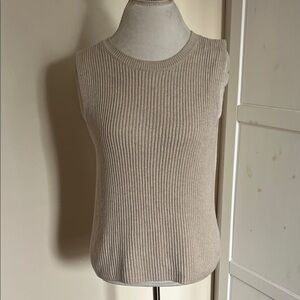 J. Crew Factory Beige Ribbed 100% Cotton Sleeveless Sweater Tank Size Medium